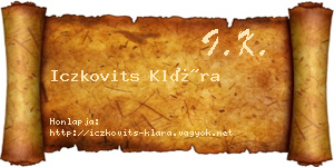 Iczkovits Klára névjegykártya